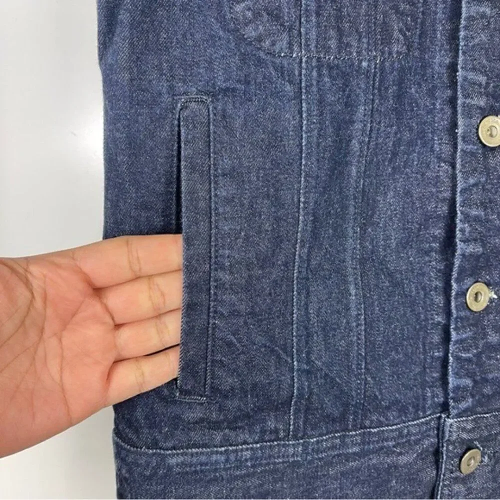 Rag & Bone Color Block Blue Denim Jean Vest Sleeveless Women's Size XS Oversized